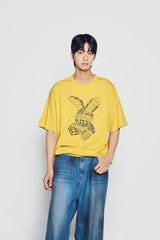 24FW レタリングラビットショートスリーブTシャツマスタード