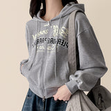 Leo Vintage Lettering Cropped Hood Zip-Up