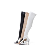 Side Cut-Out Open Toe Boots Heel(Black)