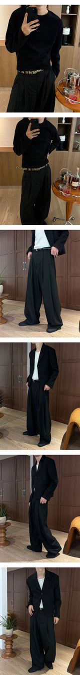 [F/W] Steady stripe two tuck wide pants(2color)