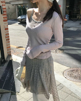薄手フラワースクエアスリーブレストップス