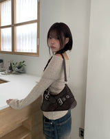 Buckle Leather Eyelet Daily Shoulder Bag
