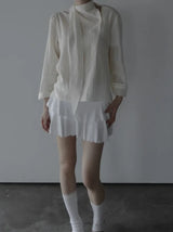 Noir Unbalance Button Scarf Blouse