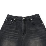 24FW CAT BRUSH WASHING SEMI WIDE WOMAN DENIM PANTS BLACK 