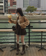 [Bellidmade/waist] クルミブルージーンズバンディングカラーネックジャケット
