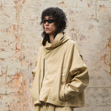 RELABEL 24SS ‘Tunnel’ Shaped Asymmetric Short Sand Coloured Cape Jacket