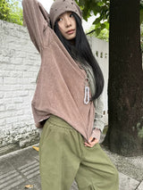 ルージー ラウンド ワイド カジュアル ロングスリーブ Tシャツ