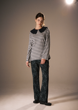 Scanned Lace Boots-Cut Pants / Navy