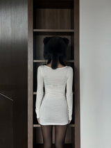 Mad See-through Inner U-Neck Long Sleeve Tee (2 colors)