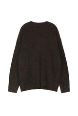 ソフトファーVネックニットトップ (BROWN)