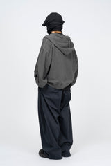 Vintage Washing Crop Hooded Zip-Up