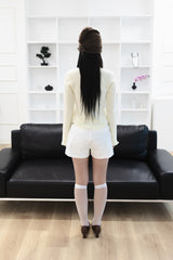 [Sepia] Basic cotton shorts (Black/White)