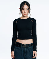 Ribbed Crop Long Sleeve - Black
