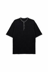 レン ステッチ ヘンリーネック ショートスリーブ ニット