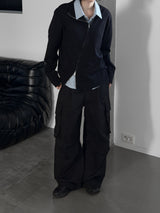 (unisex) Oblique two-way knit zip-up