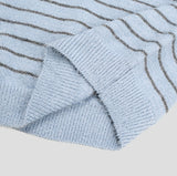 Clo Hairy Stripe Henley Neck Knit