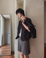 Bly ストライプショートスラックス
