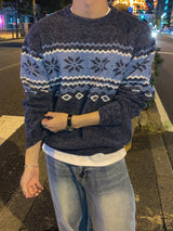 レンスノーフレークノルディックジャガードニットセーター
