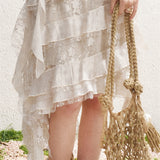 MAQI Romantic Frill Lace Asymmetrical Chiffon Sleeveless Dress Resort Look Camisole