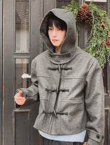 Mock Duffle Hooded Short Coat