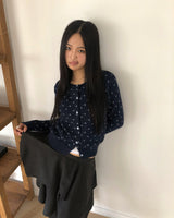 The Ring Flower Round Neck Long Sleeve Knit Cardigan