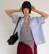STRIPE CROP HALF SHIRT
