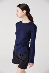 modal button long sleeve top_navy