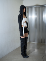 Hood Cropped Cardigan Black