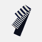 Striped knit muffler / Navy ivory