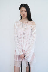 Wave Lace Pattern Knit (White)