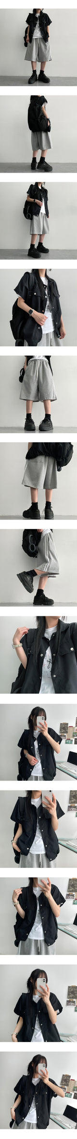 Houlin snap pocket short-sleeved jacket