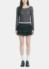 Double Neck Sheer Lace Top