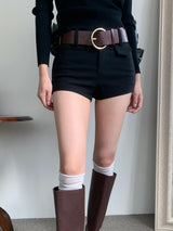 Sculpt Two-Button Spandex Shorts & Belt SET (3 Colors)