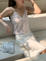 Mini heart V-neck sleeveless tee