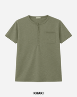 Pochi Slub Henley Neck Short Sleeve T