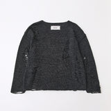 ルーズドロップラベルニット チャコール