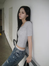 Redo Damage Washing Wide Denim Pants