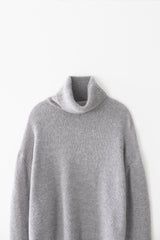 Kid mohair turtle neck knit (Grey)