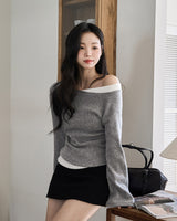 Uhan Contrast Unbalanced T-shirt