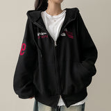 Moco Number Patch Embroidery Overfit Two Way Hooded Zip-Up