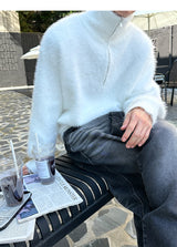 [Unisex] ヘアーハーフニットジップアップ(4color)