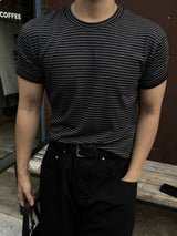 ダンブルストライプマッスルフィットショートスリーブTシャツ