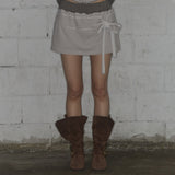 DYE-WASH TIE SKIRT (BROWN) F25ZD968