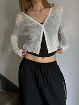 [살안타] See through golgi v neck cardigan(4color)