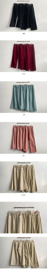 Pled corduroy wide pants[3 Tier Length]