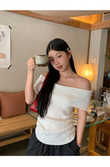パーティーパールオフショルダー半袖Tシャツ