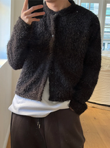 [Unisex] ヘアリークロップラウンドニットカーディガン(3color)