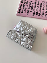 Silver Heart Button Pouch