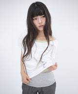 GLITTER KEY OFF SHOULDER - WHITE