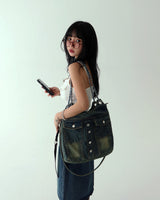 denim pocket chain cross shoulder bag